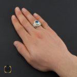 5 انگشتر توپاز آبی خوش رنگ مردانه دست ساز - کد 10452 - تصویر 5