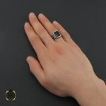 انگشتر عقیق مشکی با رکاب نقره مردانه - کد 10428 - تصویر 6