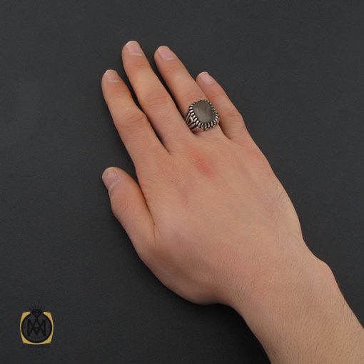 انگشتر عقیق سلیمانی مردانه - کد 10437 - تصویر 6