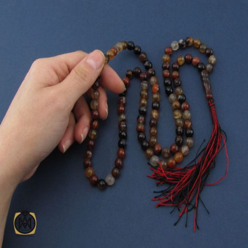 تسبیح 101 دانه عقیق سلیمانی تراش درشت - کد 4242 - تصویر 5