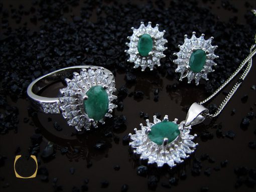 00 سرویس زمرد معدنی زنانه طرح آروشا- کد 7195 - تصویر 9