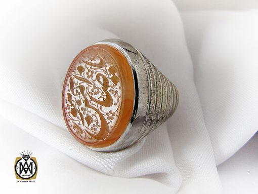 انگشتر عقیق یمن با حکاکی شرف الشمس و یا ضامن آهو مردانه – کد 10573 - تصویر 6