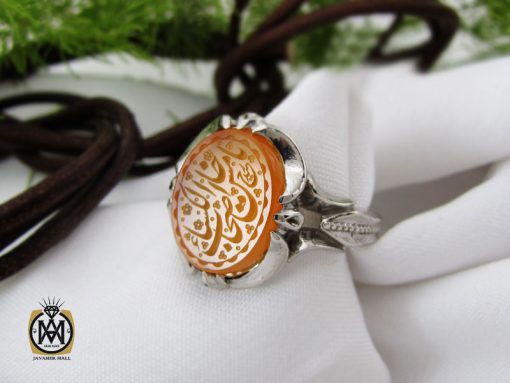 انگشتر عقیق یمن با حکاکی یا خامس اصحاب الکساء مردانه – کد 10576 - تصویر 6