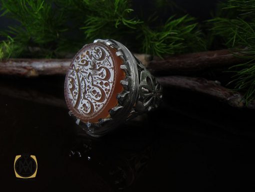 00 انگشتر عقیق یمن با حکاکی الله و پنج تن مردانه – کد 10580 - تصویر 6