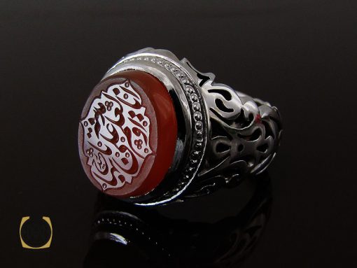 انگشتر عقیق یمن با حکاکی انا مدینة العلم وعلی بابها مردانه – کد 10592 - تصویر 6
