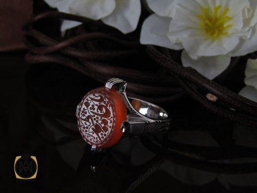 انگشتر عقیق یمن با حکاکی یا فاطمه مردانه – کد 10606 - تصویر 6