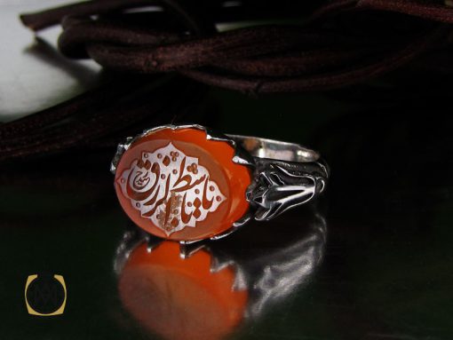 انگشتر عقیق یمن با حکاکی شرف الشمس و یا باسط الرزق مردانه – کد 10610 - تصویر 6
