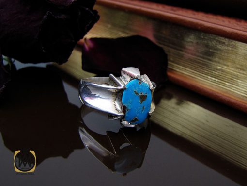 00 انگشتر فیروزه نیشابوری مردانه دست ساز– کد 10504 - تصویر 6