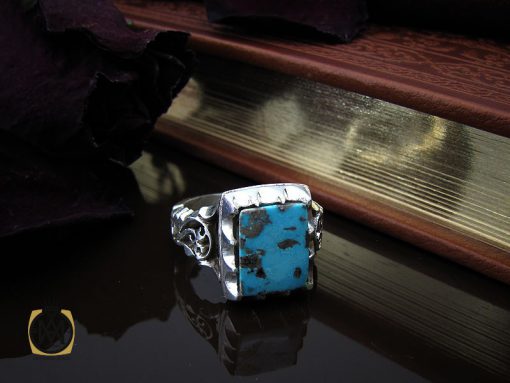 انگشتر فیروزه نیشابوری مردانه دست ساز– کد 10505 - تصویر 6