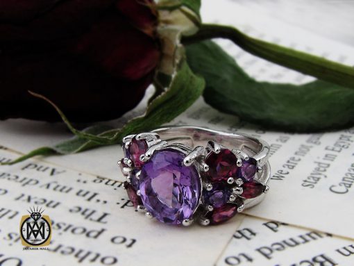 انگشتر آمتیست و یاقوت سرخ طرح پانیذ زنانه - کد 2274 - تصویر 6