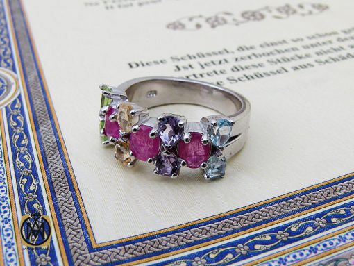 انگشتر یاقوت سرخ، سیترین، توپاز، آمتیست و زبرجد طرح ساناز زنانه - کد 2280 - تصویر 6