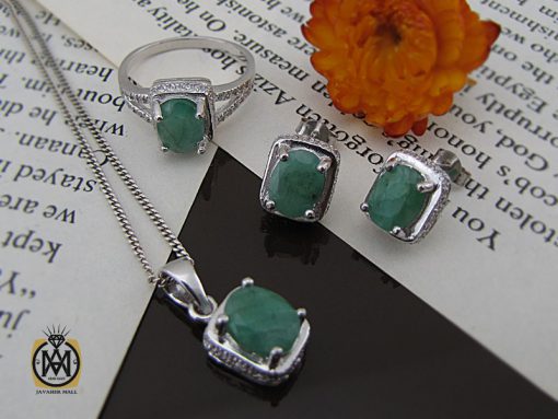 سرویس زمرد زنانه خوش رنگ و معدنی طرح آیما - کد 7196 - تصویر 9