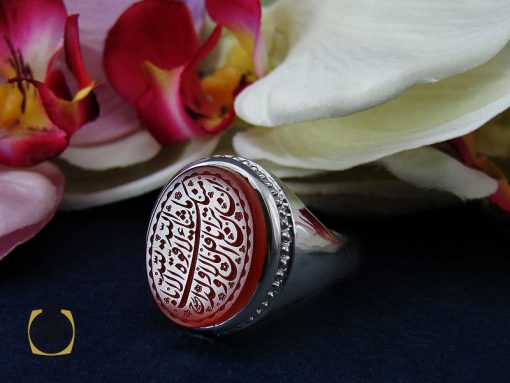 انگشتر عقیق یمن با حکاکی ماشاالله لا قوه الا بالله ان ترن انا اقل منک مالا و ولدا مردانه – کد 10509 - تصویر 6