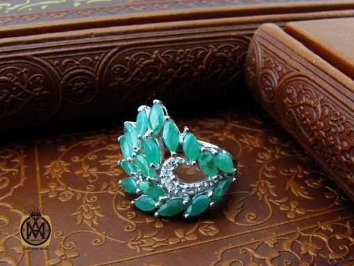 انگشتر زمرد طرح طاووس زنانه - کد 2282 - تصویر 6