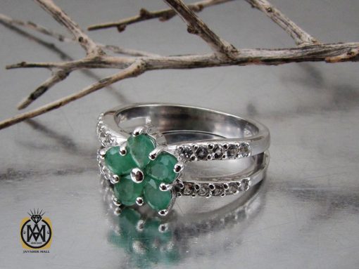 انگشتر زمرد زنانه طرح پیچک - کد 2285 - تصویر 6
