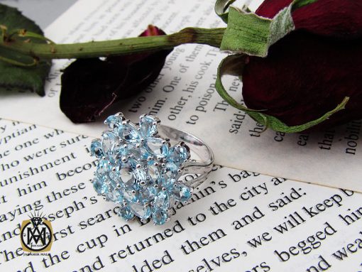 انگشتر توپاز آبی طرح ثمین زنانه - کد 2286 - تصویر 6