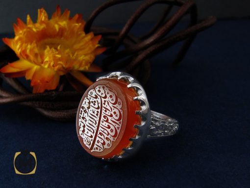 انگشتر عقیق یمن با حکاکی ماشاالله لا قوه الا بالله ان ترن انا اقل منک مالا و ولدا مردانه – کد 10510 - تصویر 6