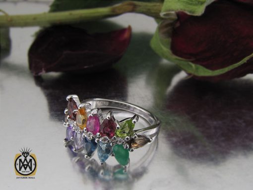 انگشتر آمتیست،تانزانایت یاقوت، توپاز، زمرد، کوارتز، گارنت، سیترین تورمالین و زبرجد طرح رونیکا زنانه - کد 2289 - تصویر 6