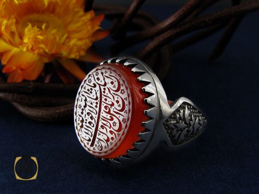 انگشتر عقیق یمن با حکاکی ماشاالله لا قوه الا بالله ان ترن انا اقل منک مالا و ولدا مردانه – کد 10511 - تصویر 6