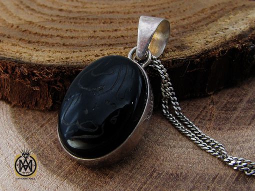 00 مدال عقیق مشکی با حکاکی یا امام رضا طرح اسپرت - کد 3274 - تصویر 5