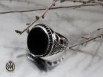 00 انگشتر عقیق مشکی مردانه - کد 10667 - تصویر 6