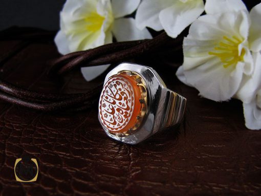 انگشتر عقیق یمن با حکاکی ورفعناه مکانا علیا مردانه – کد 10515 - تصویر 6