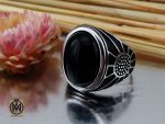 انگشتر نقره عقیق مشکی فانتزی مردانه - کد 10669 - تصویر 6