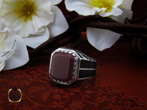 انگشتر عقیق قرمز مردانه - کد 10683 - تصویر 6