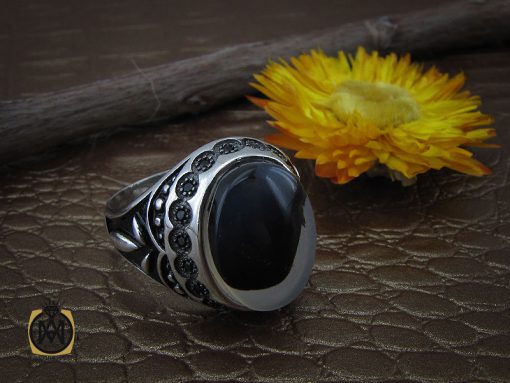 00 انگشتر عقیق شجر دور نگین دار آب رادیوم مردانه - کد 10682 - تصویر 6