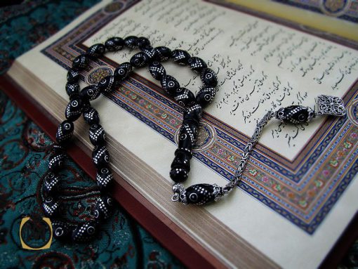 00 تسبیح 33 دانه یسر حجاز نقره کوب و مرغوب  - کد 4339 - تصویر 6
