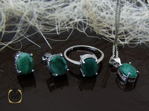 سرویس زمرد معدنی زنانه طرح باران- کد 7197 - تصویر 9