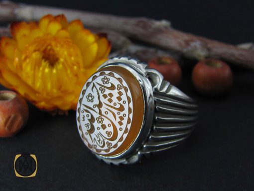 انگشتر عقیق یمن با حکاکی شرف الشمس و یا حسین ثارالله مردانه – کد 10523 - تصویر 6