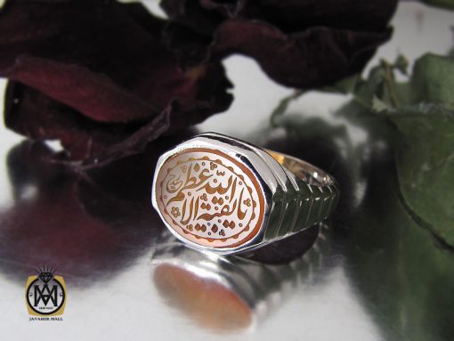 انگشتر عقیق یمن با حکاکی شرف الشمس و یا بقیه الله الاعظم طرح صفوی مردانه – کد 10527 - تصویر 6