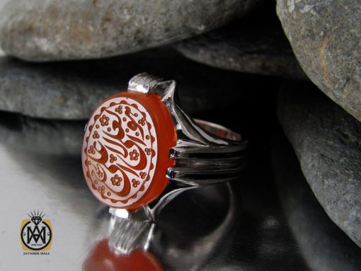 انگشتر عقیق یمن با حکاکی هو العلی الاعلی مردانه – کد 10529 - تصویر 6