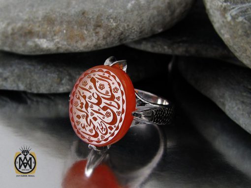 انگشتر عقیق یمن با حکاکی السلام علی ائمة النجاء مردانه – کد 10530 - تصویر 6