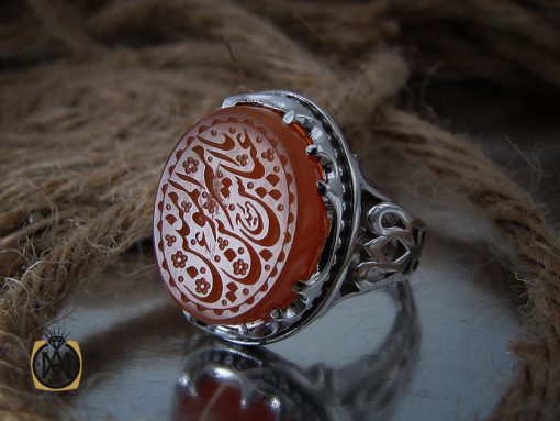 انگشتر عقیق یمن با حکاکی یا شرف الشمس و عباس بن امیرالمومنین مردانه – کد 10532 - تصویر 6