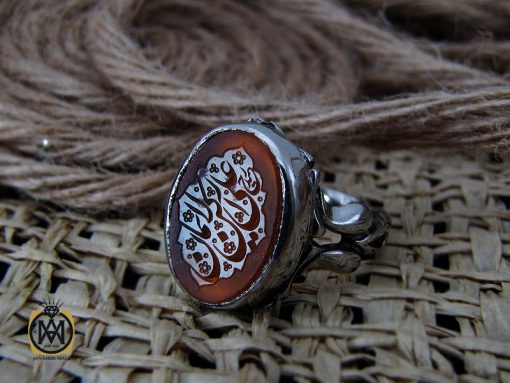 انگشتر عقیق یمن با حکاکی شرف الشمس و علی رکن الایمان مردانه – کد 10535 - تصویر 6