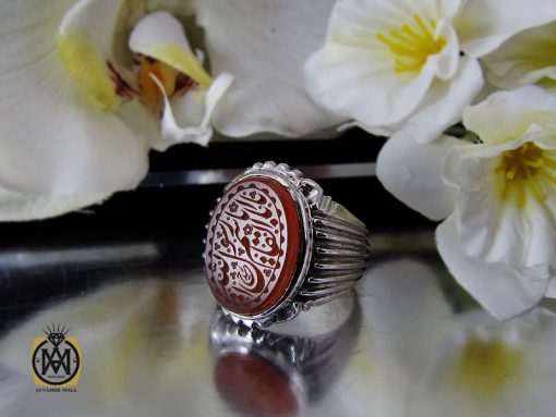 انگشتر عقیق یمن با حکاکی شرف الشمس و یا اباالقاسم یا رسول الله مردانه – کد 10539 - تصویر 6
