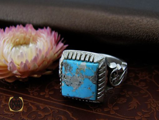 انگشتر فیروزه نیشابوری مردانه دست ساز – کد 10544 - تصویر 6