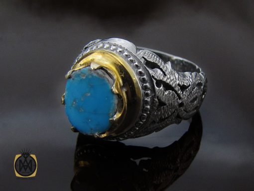 انگشتر فیروزه نیشابوری مردانه خوش طبع – کد 10545 - تصویر 6