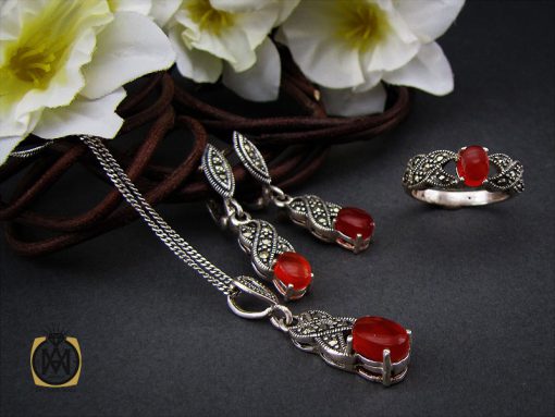 سرویس عقیق یمن و مارکازیت طرح آنیل زنانه -کد 7205 - تصویر 9