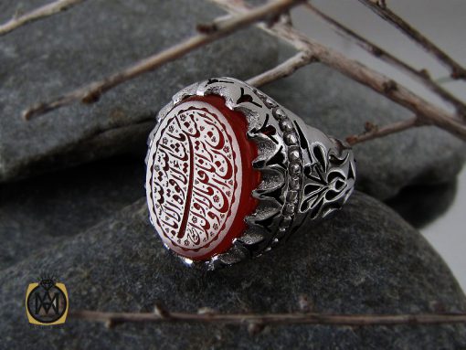 انگشتر عقیق یمن با حکاکی ماشاالله لا قوه الا بالله ان ترن انا اقل منک مالا و ولدا مردانه دست ساز – کد 10547 - تصویر 6