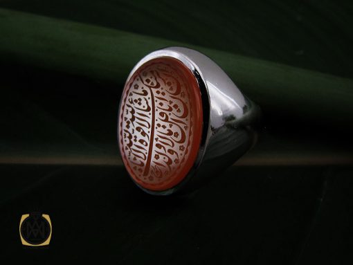 انگشتر عقیق شرف الشمس یمن با حکاکی ماشاالله لا قوه الا بالله ان ترن انا اقل منک مالا و ولدا مردانه – کد 10548 - تصویر 6