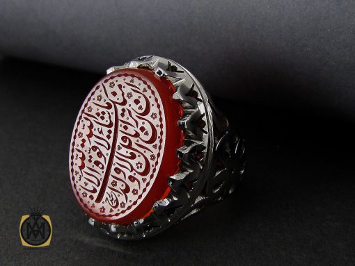 انگشتر عقیق یمن با حکاکی ماشاالله لا قوه الا بالله ان ترن انا اقل منک مالا و ولدا مردانه – کد 10549 - تصویر 6