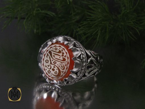 00 انگشتر عقیق یمن با حکاکی یا امام حسن (ع) مردانه – کد 10552 - تصویر 6