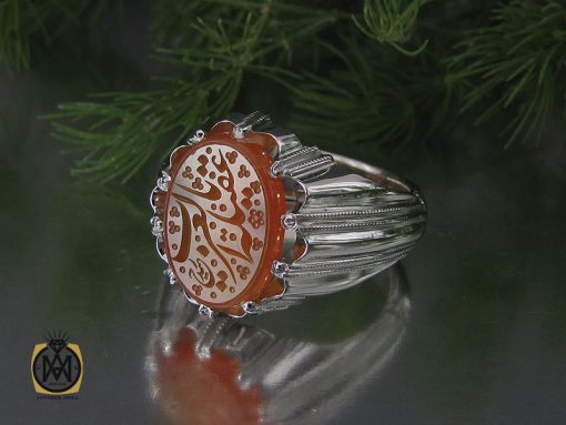 00 انگشتر عقیق یمن با حکاکی یا عقیله العرب مردانه دست ساز – کد 10554 - تصویر 6