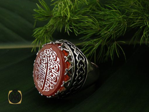 انگشتر عقیق یمن با حکاکی ماشاالله لا قوه الا بالله ان ترن انا اقل منک مالا و ولدا مردانه – کد 10560 - تصویر 6