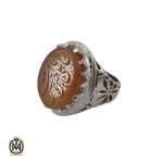 1 انگشتر عقیق یمن با حکاکی الله و پنج تن مردانه – کد 10580