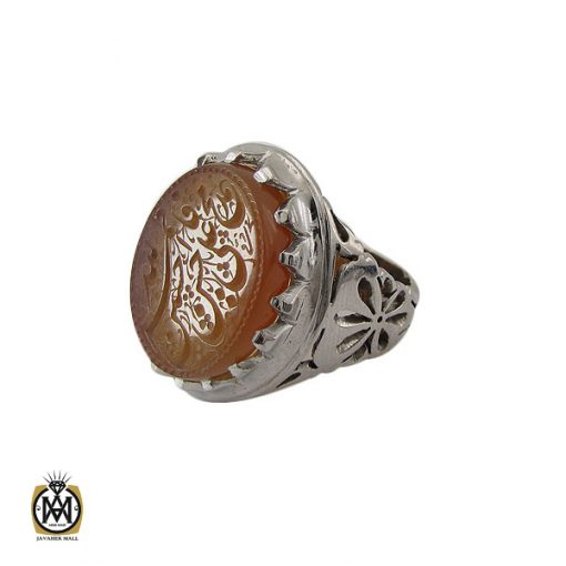 1 انگشتر عقیق یمن با حکاکی الله و پنج تن مردانه – کد 10580 - تصویر 1