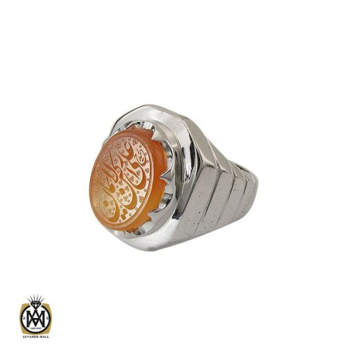 1 انگشتر عقیق یمن با حکاکی علی رکن الایمان مردانه – کد 10593 - تصویر 1